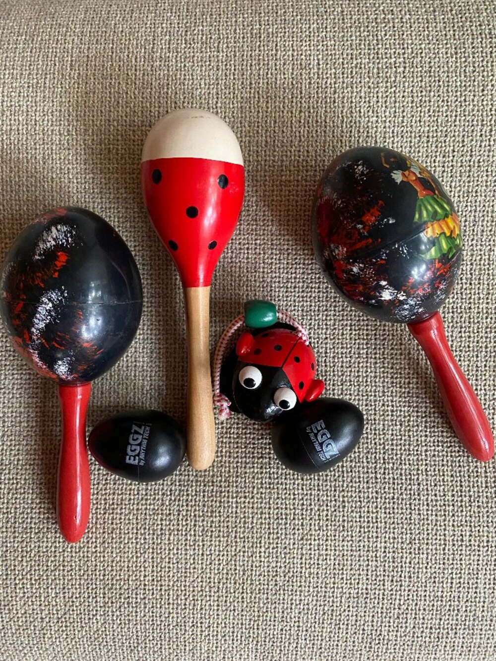 6-Piece Studio Percussion Shaker Lot - Rhythm Tech EGGZ & Wooden Maraca